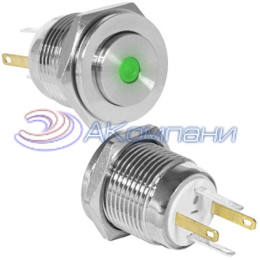Кнопка антивандальная RUICHI GQ16PH-10D/JL/G/N, OFF-(ON), рабочая температура -25…+55 °C, никелированная латунь