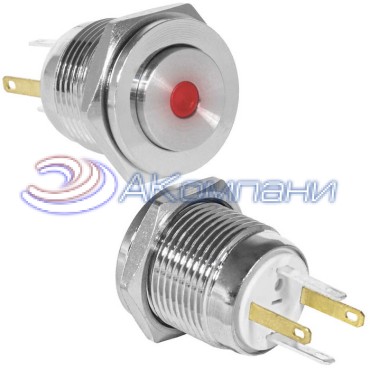 Кнопка антивандальная RUICHI GQ16PH-10D/JL/R/N, OFF-(ON), рабочая температура -25…+55 °C, никелированная латунь