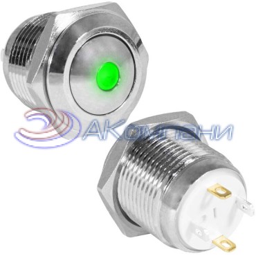 Кнопка антивандальная RUICHI GQ16B-10D/J/G/N, OFF-(ON), рабочая температура -25…+55 °C, никелированная латунь