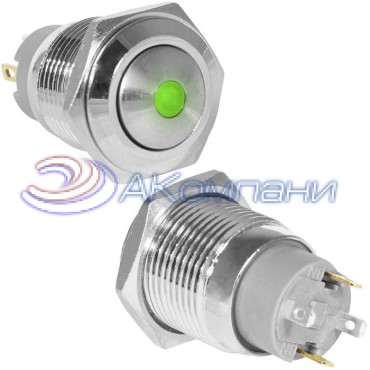 Кнопка антивандальная RUICHI GQ16B-10ZD/J/G/N, OFF-ON, рабочая температура -25…+55 °C, никелированная латунь