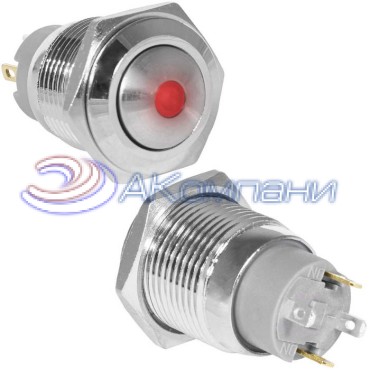 Кнопка антивандальная RUICHI GQ16B-10ZD/J/R/N, OFF-ON, рабочая температура -25…+55 °C, никелированная латунь