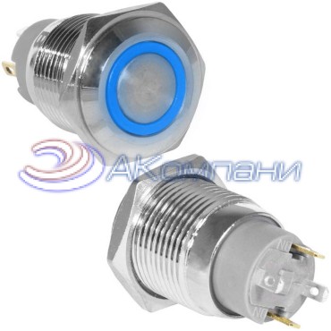 Кнопка антивандальная RUICHI GQ16F-10ZE/J/B/N, OFF-ON, рабочая температура -25…+55 °C, никелированная латунь