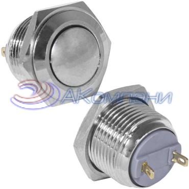 Кнопка антивандальная RUICHI GQ16B-10/J/N, OFF-(ON), рабочая температура -25…+55 °C, никелированная латунь