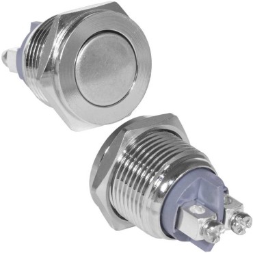 Кнопка антивандальная RUICHI GQ16PF-10/N, OFF-(ON), рабочая температура -25…+55 °C, никелированная латунь