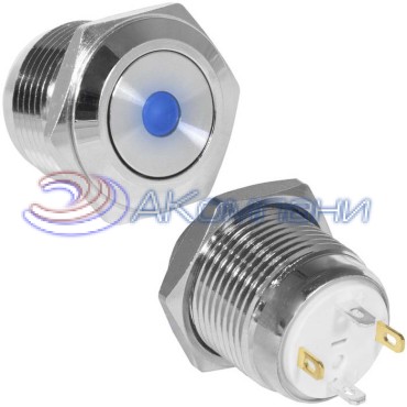 Кнопка антивандальная RUICHI GQ16F-10D/J/B/N, OFF-(ON), рабочая температура -25…+55 °C, никелированная латунь