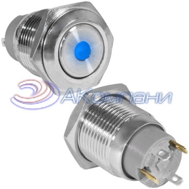 Кнопка антивандальная RUICHI GQ16F-10ZD/J/B/N, OFF-ON, рабочая температура -25…+55 °C, никелированная латунь