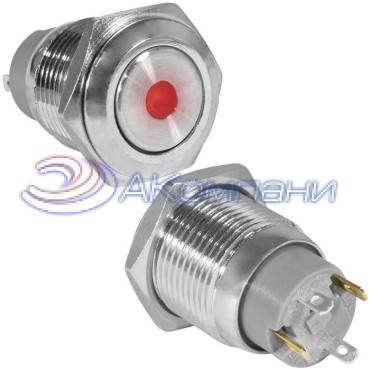 Кнопка антивандальная RUICHI GQ16F-10ZD/J/R/N, OFF-ON, рабочая температура -25…+55 °C, никелированная латунь