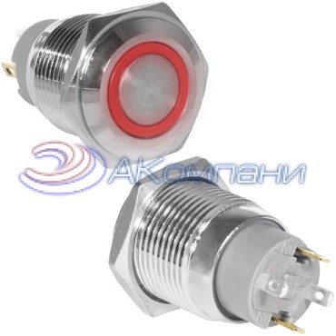 Кнопка антивандальная RUICHI GQ16F-10ZE/J/R/N, OFF-ON, рабочая температура -25…+55 °C, никелированная латунь