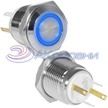 Кнопка антивандальная RUICHI GQ16F-10E/JL/B/N, OFF-(ON), рабочая температура -25…+55 °C, никелированная латунь