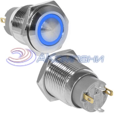 Кнопка антивандальная RUICHI GQ16B-10ZE/J/B/N, OFF-ON, рабочая температура -25…+55 °C, никелированная латунь