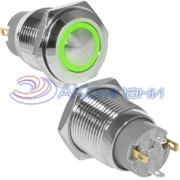 Кнопка антивандальная RUICHI GQ16B-10ZE/J/G/N, OFF-ON, рабочая температура -25…+55 °C, никелированная латунь