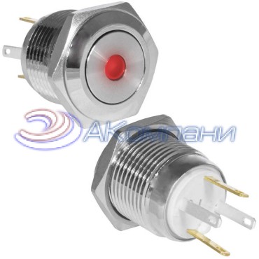 Кнопка антивандальная RUICHI GQ16F-10D/JL/R/N, OFF-(ON), рабочая температура -25…+55 °C, никелированная латунь