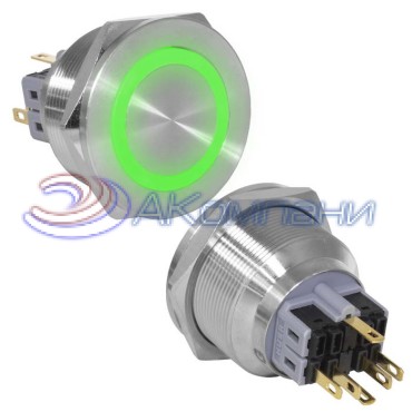Кнопка антивандальная RUICHI GQ28PF-11ZE/G/N, ON-OFF+OFF-ON, рабочая температура -25…+55 °C, никелированная латунь