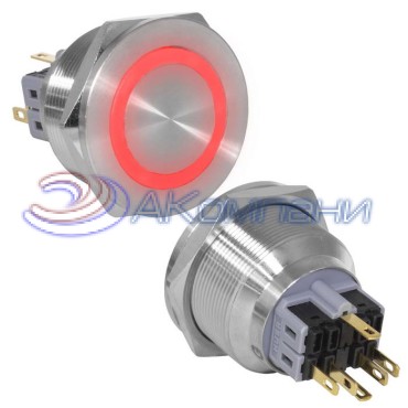 Кнопка антивандальная RUICHI GQ28PF-11ZE/R/N, ON-OFF+OFF-ON, рабочая температура -25…+55 °C, никелированная латунь