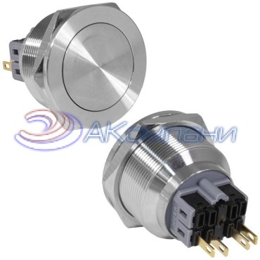 Кнопка антивандальная RUICHI GQ30PF-11/N, ON-(OFF)+OFF-(ON), рабочая температура -25…+55 °C, никелированная латунь