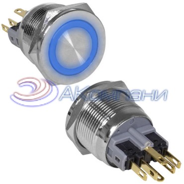 Кнопка антивандальная RUICHI GQ22PF-11ZE/B/N, ON-OFF+OFF-ON, рабочая температура -25…+55 °C, никелированная латунь