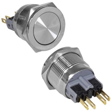 Кнопка антивандальная RUICHI GQ22PF-11Z/N, ON-OFF+OFF-ON, рабочая температура -25…+55 °C, никелированная латунь