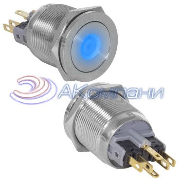 Кнопка антивандальная RUICHI GQ22PF-11ZD/B/N, ON-OFF+OFF-ON, рабочая температура -25…+55 °C, никелированная латунь