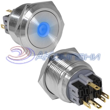 Кнопка антивандальная RUICHI GQ28-11ZD/B/N, ON-OFF+OFF-ON, рабочая температура -25…+55 °C, никелированная латунь