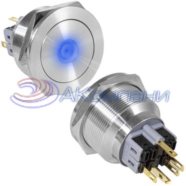 Кнопка антивандальная RUICHI GQ28PF-11D/B/N, ON-(OFF)+OFF-(ON), рабочая температура -25…+55 °C, никелированная латунь