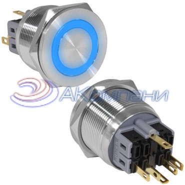 Кнопка антивандальная RUICHI GQ25PF-11ZE/B/N, ON-OFF+OFF-ON, рабочая температура -25…+55 °C, никелированная латунь