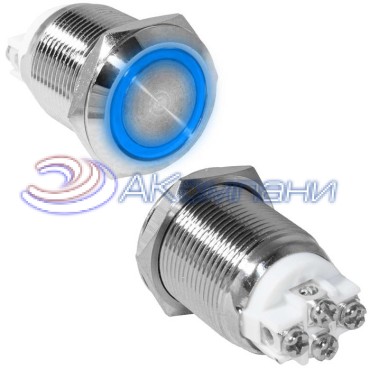 Кнопка антивандальная RUICHI GQ19F-10ZE/B/N, OFF-ON, рабочая температура -25…+55 °C, никелированная латунь