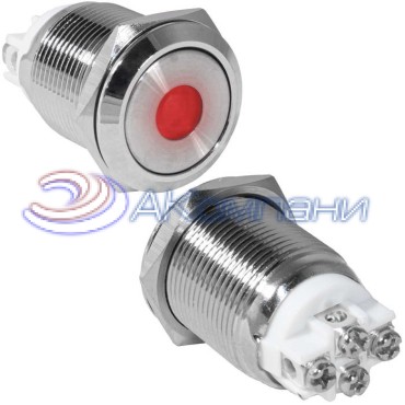 Кнопка антивандальная RUICHI GQ19F-10ZD/R/N, OFF-ON, рабочая температура -25…+55 °C, никелированная латунь