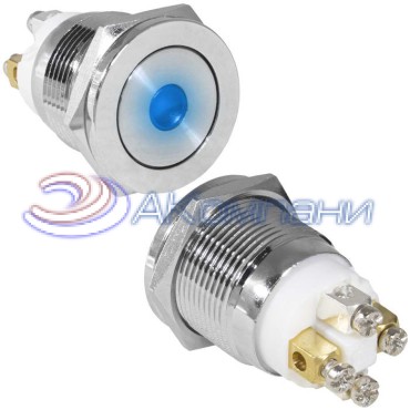 Кнопка антивандальная RUICHI GQ19PF-10D/B/N, OFF-(ON), рабочая температура -25…+55 °C, никелированная латунь