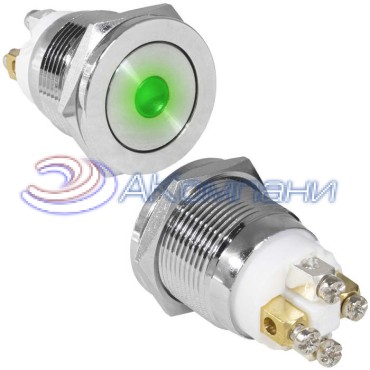 Кнопка антивандальная RUICHI GQ19PF-10D/G/N, OFF-(ON), рабочая температура -25…+55 °C, никелированная латунь