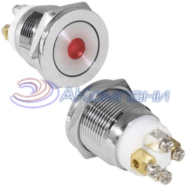 Кнопка антивандальная RUICHI GQ19PF-10D/R/N, OFF-(ON), рабочая температура -25…+55 °C, никелированная латунь