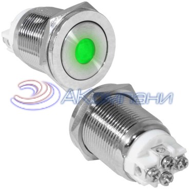 Кнопка антивандальная RUICHI GQ19PF-10ZD/G/N, OFF-ON, рабочая температура -25…+55 °C, никелированная латунь
