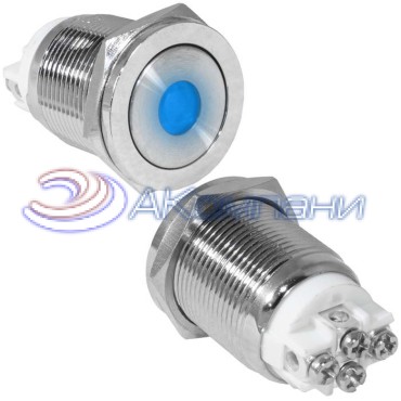 Кнопка антивандальная RUICHI GQ19PF-10ZD/B/N, OFF-ON, рабочая температура -25…+55 °C, никелированная латунь