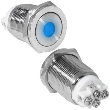 Кнопка антивандальная RUICHI GQ19PF-10ZD/B/N, OFF-ON, рабочая температура -25…+55 °C, никелированная латунь