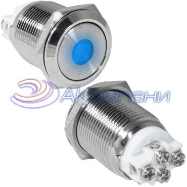 Кнопка антивандальная RUICHI GQ19F-10ZD/B/N, OFF-ON, рабочая температура -25…+55 °C, никелированная латунь