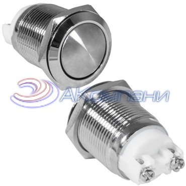Кнопка антивандальная RUICHI GQ19SB-10Z/N, OFF-ON, рабочая температура -25…+55 °C, никелированная латунь