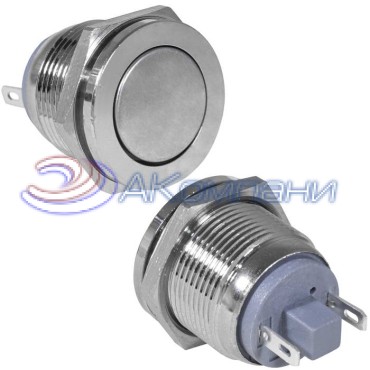 Кнопка антивандальная RUICHI GQ19PF-10/J/N, OFF-(ON), рабочая температура -25…+55 °C, никелированная латунь