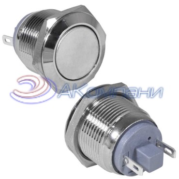 Кнопка антивандальная RUICHI GQ19F-10/J/N, OFF-(ON), рабочая температура -25…+55 °C, никелированная латунь