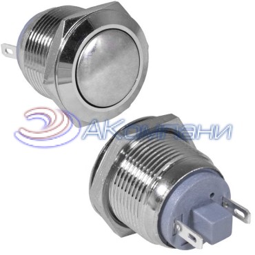 Кнопка антивандальная RUICHI GQ19B-10/J/N, OFF-(ON), рабочая температура -25…+55 °C, никелированная латунь