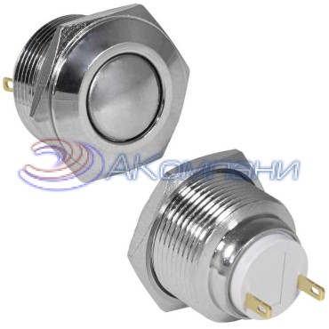 Кнопка антивандальная RUICHI GQ19SB-10Z/J/N, OFF-ON, рабочая температура -25…+55 °C, никелированная латунь