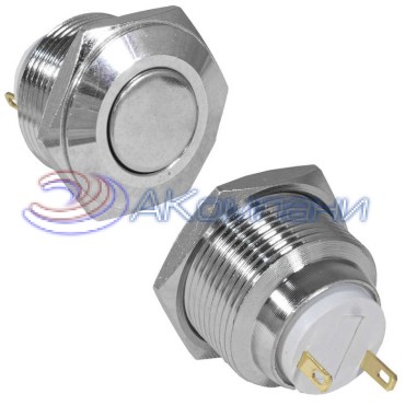 Кнопка антивандальная RUICHI GQ19SF-10Z/J/N, OFF-ON, рабочая температура -25…+55 °C, никелированная латунь