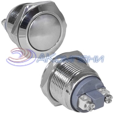 Кнопка антивандальная RUICHI GQ19B-10/N, OFF-(ON), рабочая температура -25…+55 °C, никелированная латунь