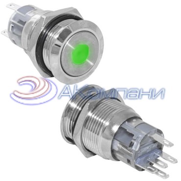 Кнопка антивандальная RUICHI LAS1-AGQ-11ZD/G/N, ON-ON, рабочая температура -25…+55 °C, никелированная латунь