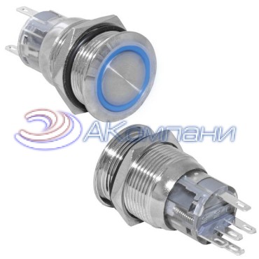Кнопка антивандальная RUICHI LAS1-AGQ-11E/B/N, ON-(ON), рабочая температура -25…+55 °C, никелированная латунь