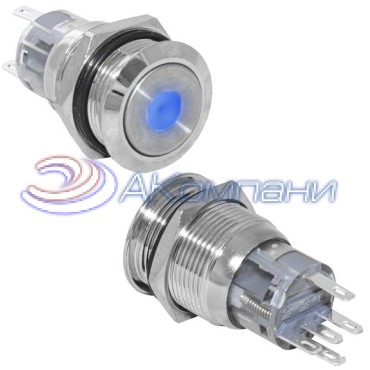 Кнопка антивандальная RUICHI LAS1-AGQ-11ZD/B/N, ON-ON, рабочая температура -25…+55 °C, никелированная латунь