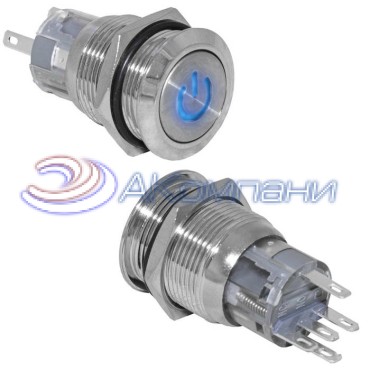 Кнопка антивандальная RUICHI LAS1-AGQ-11ZDT/B/N, ON-ON, рабочая температура -25…+55 °C, никелированная латунь