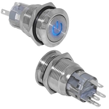 Кнопка антивандальная RUICHI LAS1-AGQ-11ZDT/B/N, ON-ON, рабочая температура -25…+55 °C, никелированная латунь