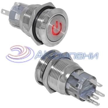 Кнопка антивандальная RUICHI LAS1-AGQ-11ZDT/R/N, ON-ON, рабочая температура -25…+55 °C, никелированная латунь