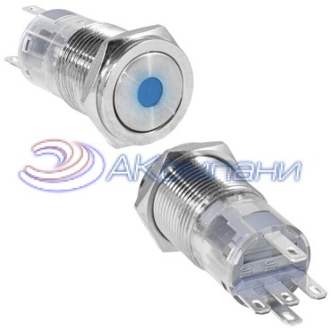 Кнопка антивандальная RUICHI LAS2GQPF-11D/B/N, ON-(ON), рабочая температура -25…+55 °C, никелированная латунь