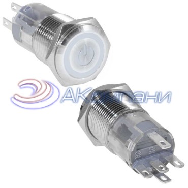 Кнопка антивандальная RUICHI LAS2GQF-11ZET/w/N, ON-ON, рабочая температура -25…+55 °C, никелированная латунь