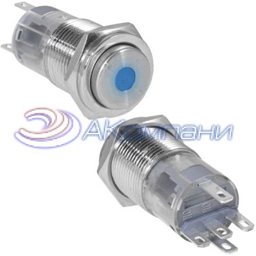 Кнопка антивандальная RUICHI LAS2GQPH-11ZD/B/N, ON-ON, рабочая температура -25…+55 °C, никелированная латунь